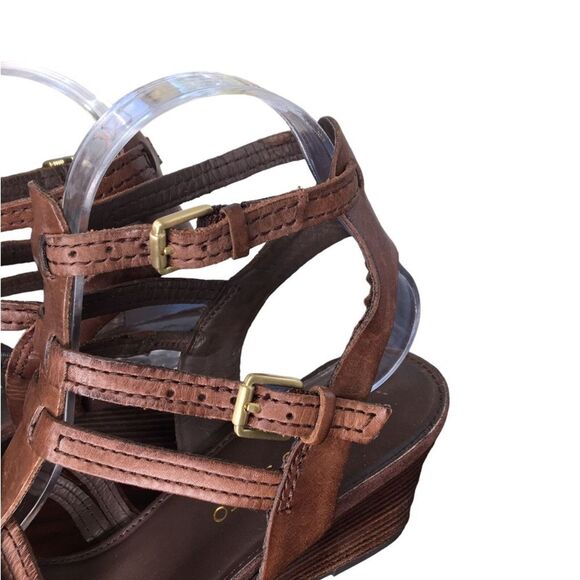 Franco Sarto Leather Double Buckle Straps Sandal‎ Women's Heels 9.5M Gladiator - Picture 5 of 14